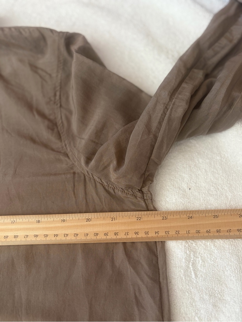CP Shades Cotton Silk Blend Neutral Tan Button-Front Blouse Size Large - Picture 9 of 12